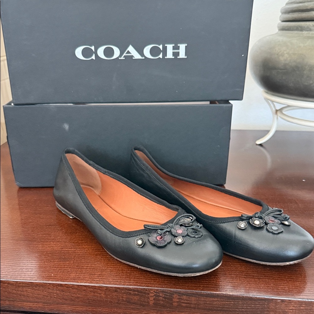 Coach Black Embellished Women's Flats